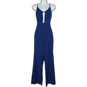 STOREE Blue Pleated Keyhole Front Sleeveless Jumpsuit Small